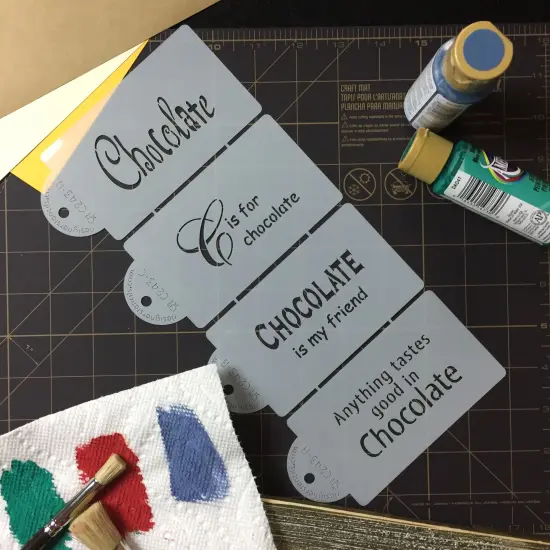 Chocolate Sayings Cookie Stencils | C243 by Designer Stencils | Cookie Decorating Tools | Baking Stencils for Royal Icing, Airbrush, Dusting Powder | Reusable Plastic Food Grade Stencil for Cookies | Easy to Use & Clean Cookie Stencil {3}