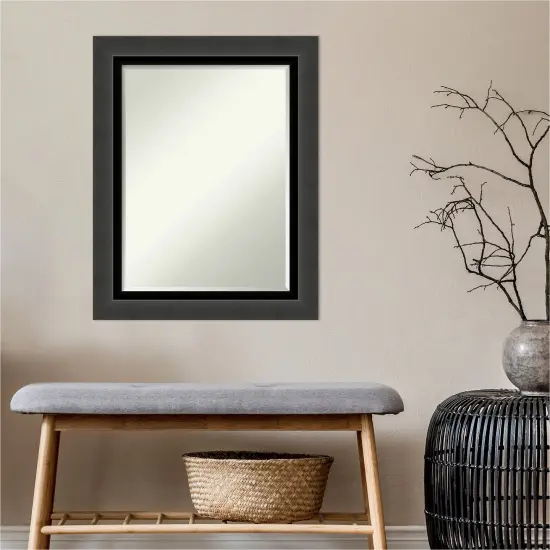Beveled Bathroom Wall Mirror, Tuxedo Black Frame {4}