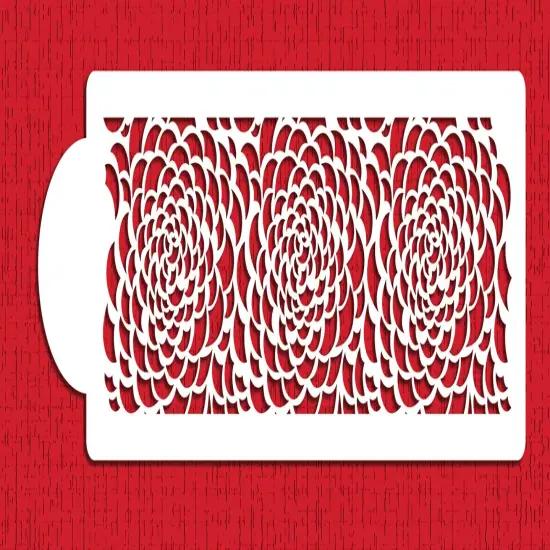 Camilla Rose Cake Stencil Top Tier | C411 by Designer Stencils | Cake Decorating Tools | Baking Stencils for Royal Icing, Airbrush, Dusting Powder | Reusable Plastic Food Grade Stencil for Cakes | Easy to Use & Clean Cake Stencil {1}