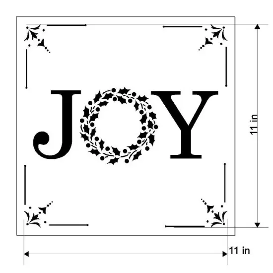 Joy with Holiday Wreath Embossing 12 x 12 Stencil | FS105 by Designer Stencils | Word & Phrase Stencils | Reusable Stencils for Painting on Wood, Wall, Tile, Canvas, Paper, Fabric, Furniture, Floor | Reusable Stencil for Home Makeover {5}