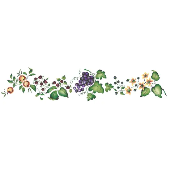 Fruit and Flower Wall Stencil Border | 1581 by Designer Stencils | Floral Stencils | Reusable Art Craft Stencils for Painting on Walls, Canvas, Wood | Reusable Plastic Paint Stencil for Home Makeover | Easy to Use & Clean Art Stencil {1}
