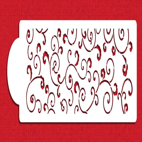 Leafy Scroll Cake Stencil | C358 by Designer Stencils | Cake Decorating Tools | Baking Stencils for Royal Icing, Airbrush, Dusting Powder | Reusable Plastic Food Grade Stencil for Cakes | Easy to Use & Clean Cake Stencil {1}