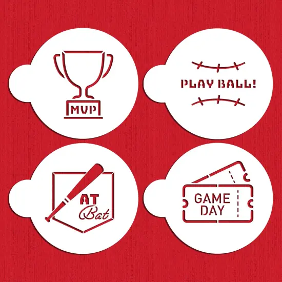 Large Sports Themed Cookie Stencils | C1077 by Designer Stencils | Cookie Decorating Tools | Baking Stencils for Royal Icing, Airbrush, Dusting Powder | Reusable Plastic Food Grade Stencil for Cookies | Easy to Use & Clean Cookie Stencil {1}