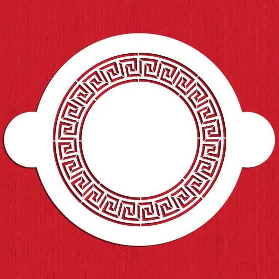 Greek Key Circle Cake Stencil | C148 by Designer Stencils | Cake Decorating Tools | Baking Stencils for Royal Icing, Airbrush, Dusting Powder | Reusable Plastic Food Grade Stencil for Cakes | Easy to Use & Clean Cake Stencil {3}