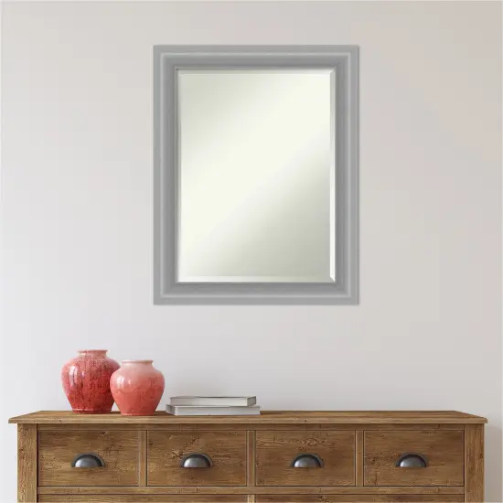 Beveled Bathroom Wall Mirror, Peak Polished Nickel Narrow Frame {5}