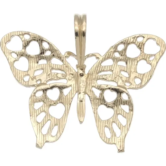 14K Yellow Gold Charm Butterfly Pendant Jewelry 17mm {3}