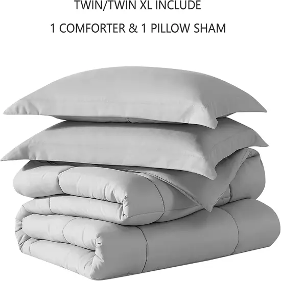 American Home Collection Down Alternative Comforter Set Extra Warm and Soft Grey {4}