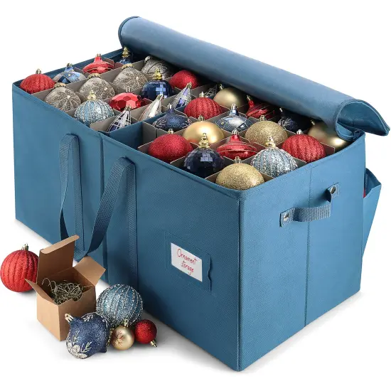 Hearth & Harbor Large Christmas Ornament Storage Box With Adjustable Dividers {1}