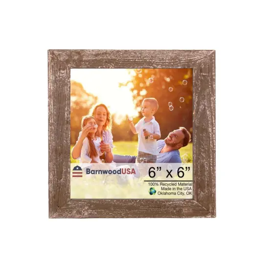 Rustic Farmhouse Standard 6 in. x 6 in. Tabletop Reclaimed Wood Picture Frame Brown {1}