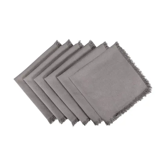 DII Solid Gray Heavyweight Fringed Napkin (Set of 6) {1}