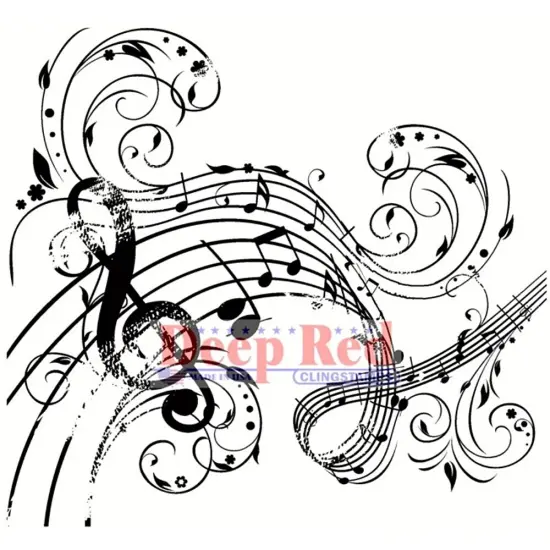 Deep Red Stamps Music Swirl Rubber Stamp 3 x 3.1 inches {1}