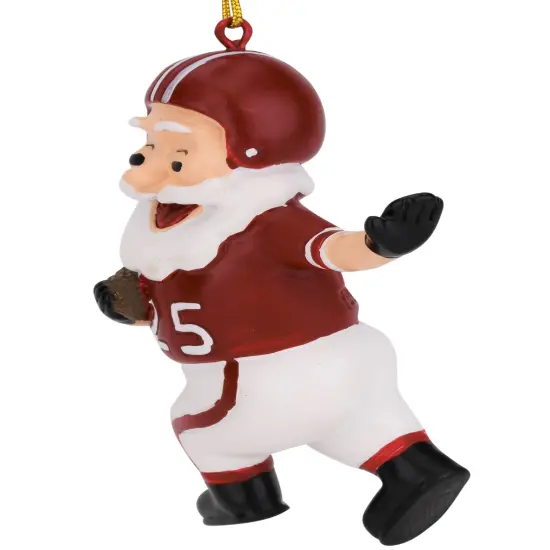 Touchdown Santa Christmas Sports Football Ornament (Dark Red & White) {4}