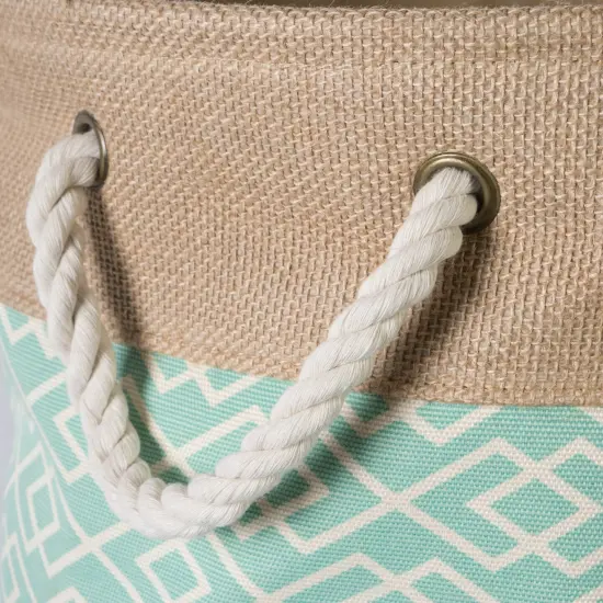 DII Burlap Bin Diamond Navy Round Medium {2}