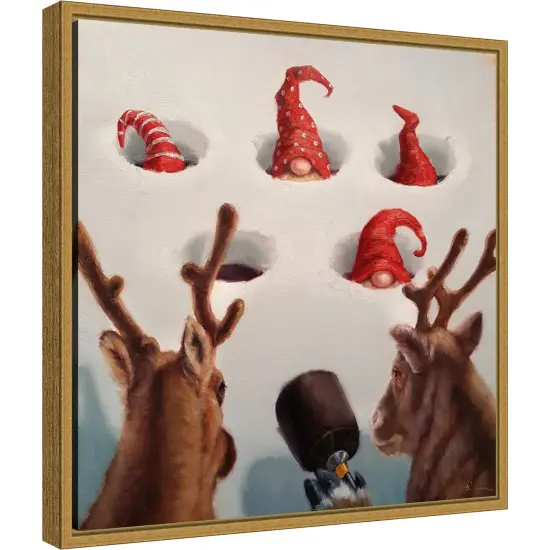 Whack-An-Elf Reindeer Games by Lucia Heffernan Canvas Wall Art Print Framed Gold {1}