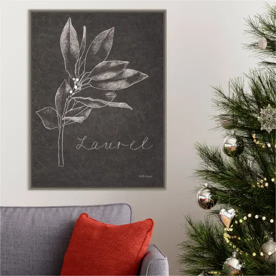 Black and White Chalkboard Christmas I by Beth Grove 23-in. W x 30-in. H. Canvas Wall Art Print Framed in Grey {4}