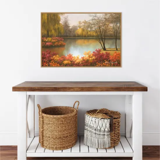 Autumn Palette by Diane Romanello 33-in. W x 23-in. H. Canvas Wall Art Print Framed in Natural {4}