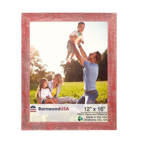Rustic Farmhouse 12 in. x 16 in. Reclaimed Wood Picture Frame Red {1}