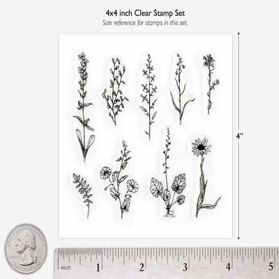 Vintage Plants and Flowers Small Clear Stamps 4x4 inch by Wintertime Crafts {3}