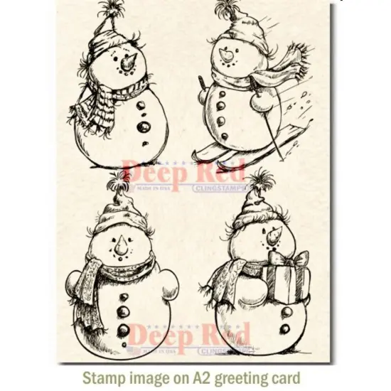 Deep Red Stamps Snowman Collection Rubber Stamp 4 x 6 inches {3}