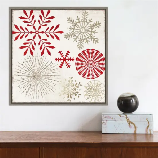 Christmas Snowflakes I by PI Studio Canvas Wall Art Print Framed Grey {4}