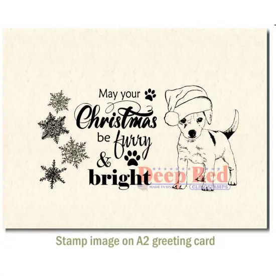 Deep Red Stamps Furry Christmas Rubber Cling Stamp 4.2 x 2.2 inches {3}