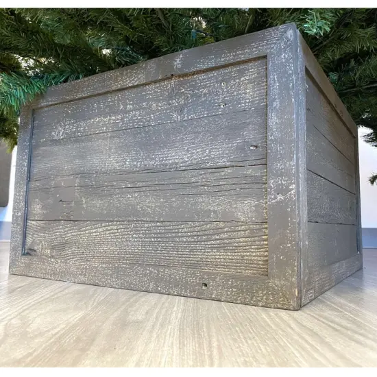 Rustic Farmhouse Medium 22" Reclaimed Wooden Christmas Tree Box Collar Brown {3}