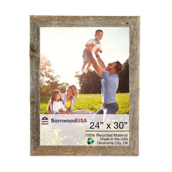 Rustic Farmhouse 24 in. x 30 in. Reclaimed Wood Picture Frame Black {2}