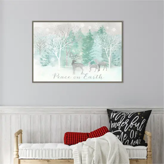 Peace on Earth Silver landscape by Cynthia Coulter 33-in. W x 23-in. H. Canvas Wall Art Print Framed in Grey {5}
