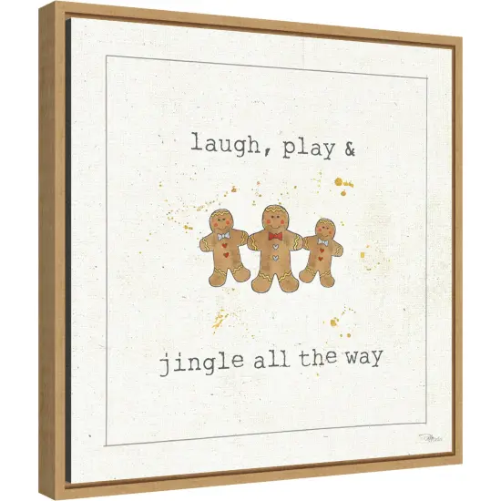 Christmas Cuties VI (Gingerbread) by Pela Studio Canvas Wall Art Print Framed Gold {6}