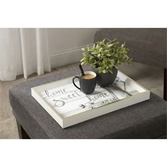 Amanti Art Decorative Wood Tray 13"x19" featuring 'Farmhouse Cotton Home Sweet Home' by Tre Sorelle Studios by Tre Sorelle Studios Framed Art Print {1}