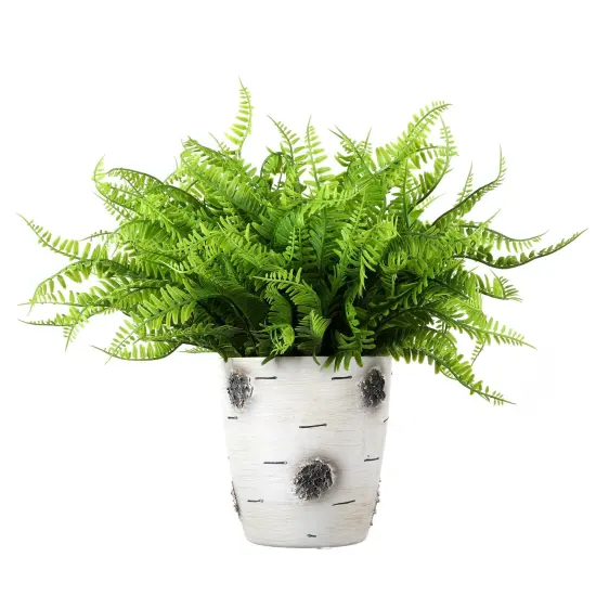 Grand Verde Boston Ferns Artificial Plants Faux Bush Real Touch Plastic Shrub Greenery Leaves - Indoor Outdoor Decor, Bulk 10pcs Light Green {12}