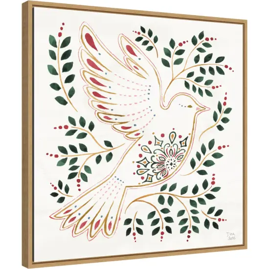 Holiday Sparkle VIII by Dina June 22-in. W x 22-in. H. Canvas Wall Art Print Framed in Natural {1}