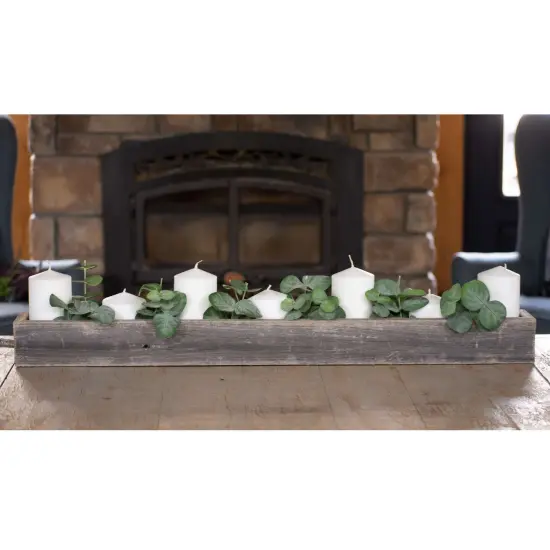 Rustic Farmhouse Decorative 35.5 in. Solid Reclaimed Wood Centerpiece Organizer Storage Box Grey {6}