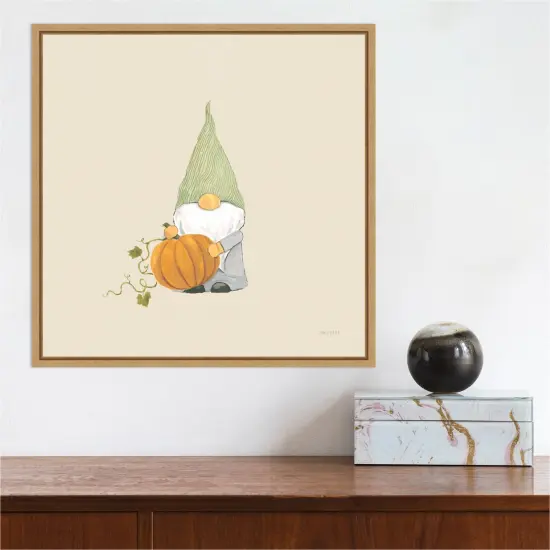 Harvest Gnomes I Neutral by Jenaya Jackson 16-in. W x 16-in. H. Canvas Wall Art Print Framed in Natural {4}