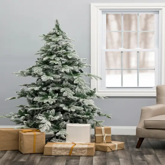 Perfect Holiday Alpine Fir Artificial Christmas Tree - Snow Flocked {1}