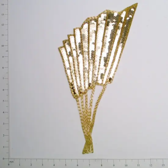 Designer Fan Sequin Applique/Patch Black AB {2}