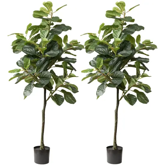 60" Faux Fiddle Leaf Fig Tree with Black Pot (2 Pack) {1}