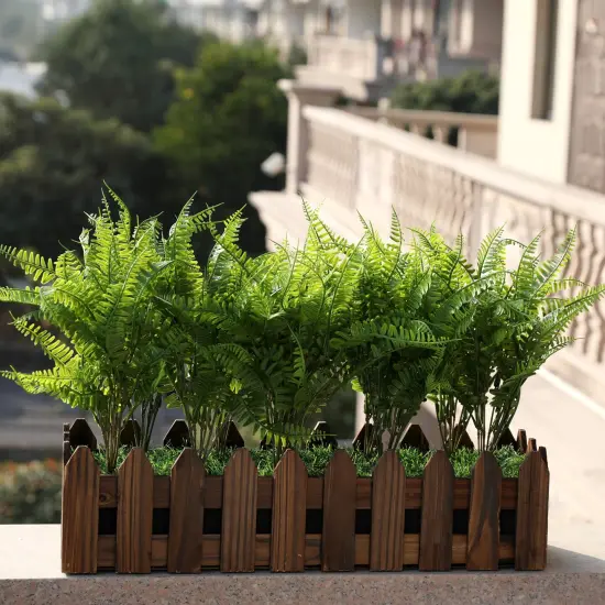 Grand Verde Boston Ferns Artificial Plants Faux Bush Real Touch Plastic Shrub Greenery Leaves - Indoor Outdoor Decor, Bulk 10pcs Dark Green {6}