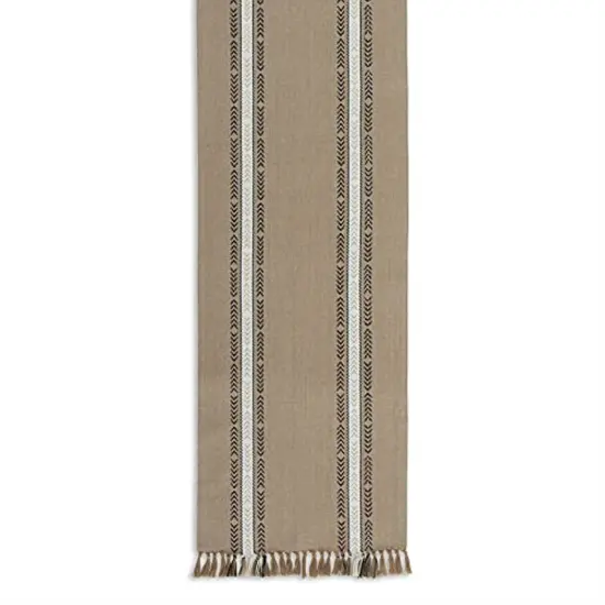 DII Stone Dobby Striped Fringe Ribbed Table Runner 14x72 {2}