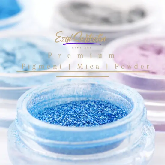 Premium Pigment Powder 50g | Authentic Unique & Bright Pearlescent Metallic and Neon Colors | Especially Formulated for Artwork, Resin, Slime, Plasticine and more by Ezgi Sertcetin Sapphire blue {7}