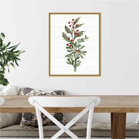 Christmas Moments V (Holly) by Silvia Vassileva Canvas Wall Art Print Framed Gold {4}