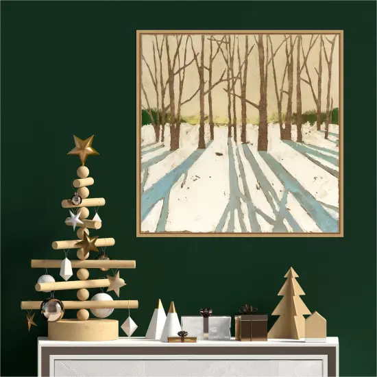 Winter Shadows II by Megan Meagher 22-in. W x 22-in. H. Canvas Wall Art Print Framed in Natural {4}