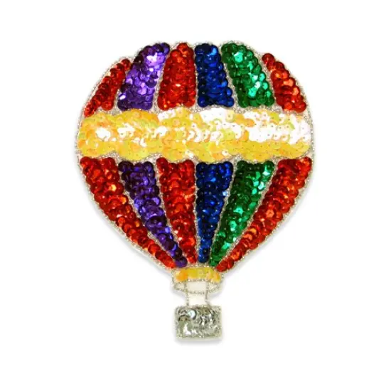 Beaded Sequin Hot Air Balloon Sequin Applique/Patch 6" x 4 3/4" {1}