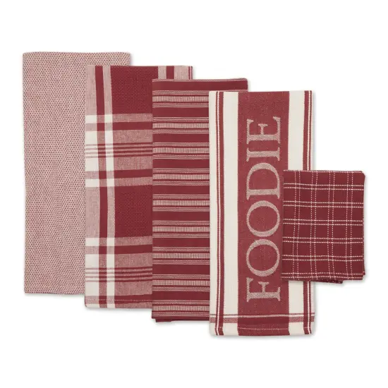 DII Asst Barn Red Foodie Dishtowel And Dishcloth 5 Piece {2}