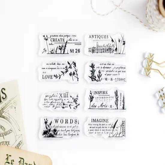 Floral Words Small Clear Stamps 4x4 inch by Wintertime Crafts {2}