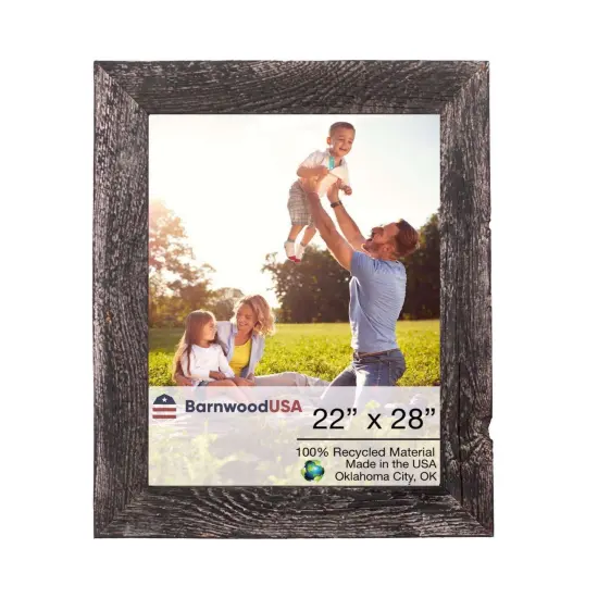 Rustic Farmhouse 22 in. x 28 in. Reclaimed Wood Picture Frame Black {1}