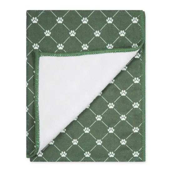 DII Hunter Green Printed Trellis Paw Small Pet Towel (Set of 3) {2}