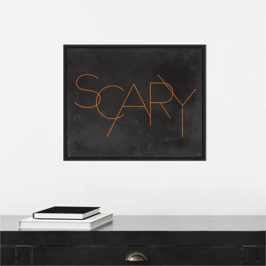 Haunted V Scary by Jess Aiken 20-in. W x 16-in. H. Canvas Wall Art Print Framed in Black {4}