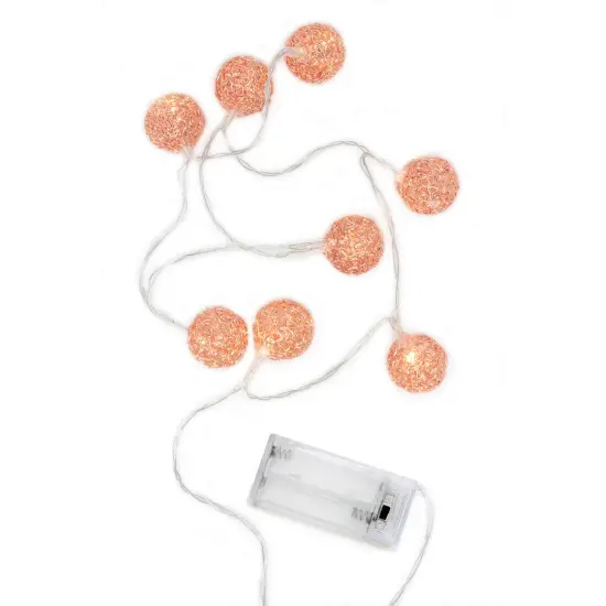 Perfect Holiday 8 LED String Light With Rose Gold Metal Ball - Warm White {4}