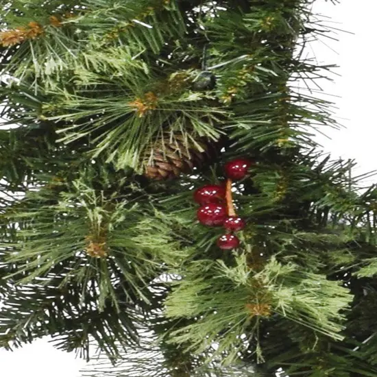 Perfect Holiday 24" Jasper Mixed Pine Wreath With Pine Cones And Red Berry Clusters {4}